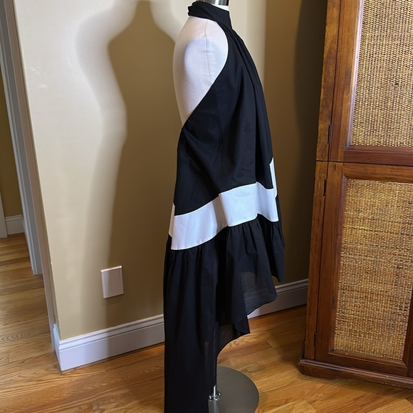 Stelios Koudounaris Black White High Low Ruffle Dress SzSmall - Picture 3 of 9